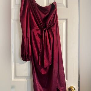 Elegant Burgundy Off-Shoulder Dress
